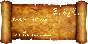 Bodó Ákos névjegykártya